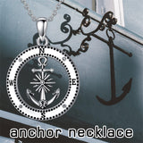 Sterling Silver Earth Swordfish Trident Compass Anchor Pendant Necklace