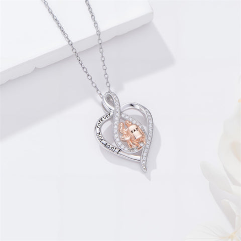 Sterling Silver Father-Daughter Pendant Necklace With Engraved