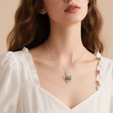 Sterling Silver Double Heart Birthstone Sunflower Necklace Engraved with You Are My Sunshine