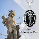 Sterling Silver Saint Christopher St Michael Saint Sebastian Amulet Pendant Necklace