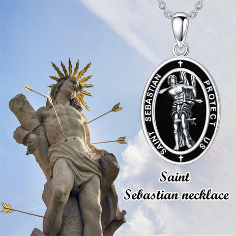 Sterling Silver Saint Christopher St Michael Saint Sebastian Amulet Pendant Necklace