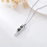 Pet Paw Bullet Cremation Jewelry for Ashes Sterling Silver Urn Necklaces for Ashes of Loved Ones Keepsake Memorial Gifts for Grandma Mother