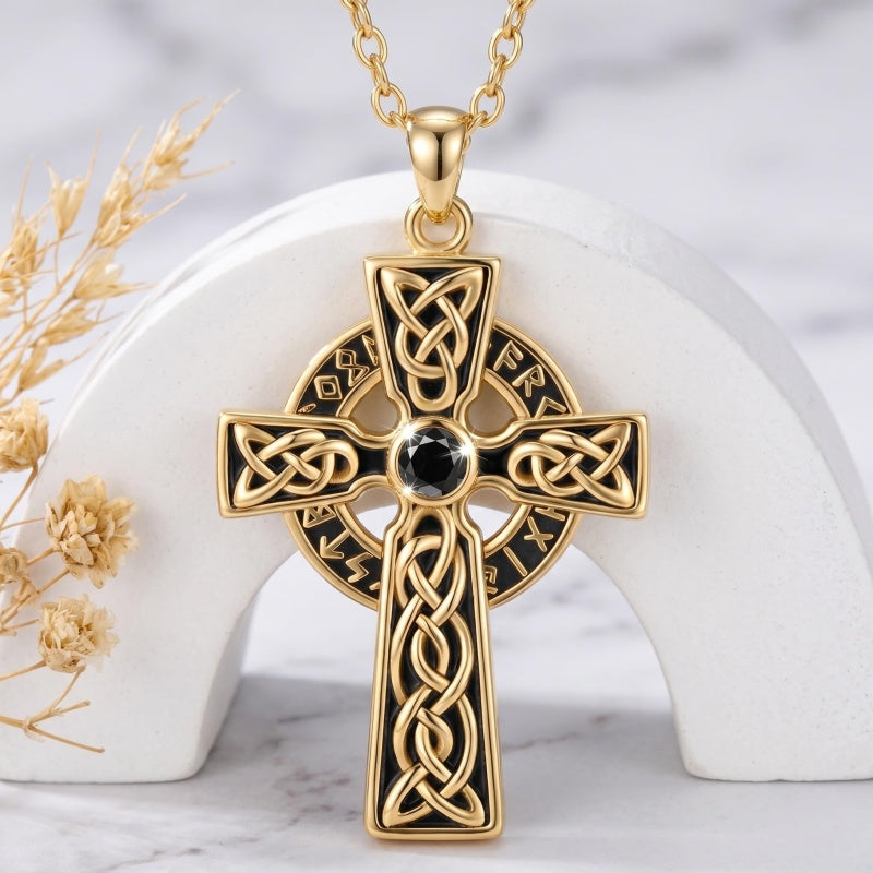 14K Gold Plated Cross Necklace for Women