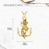 Sterling Silver Earth Swordfish Trident Compass Anchor Pendant Necklace