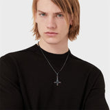 Sterling Silver Wooden Cross Pendant Necklace