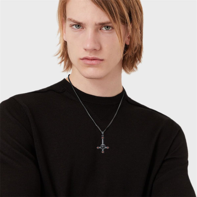 Sterling Silver Wooden Cross Pendant Necklace
