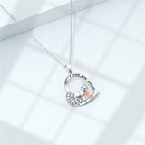 Sterling Silver Cubic Zirconia Mother Daughter Goat Pendant Necklace Engraved with "I Love You Forever"