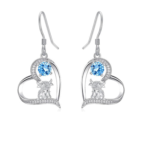 10K 14K 18K Gold Highland Cow Animal Earrings
