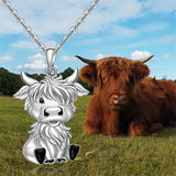 Highland Cow Necklace for Women Sterling Silver Scottish Highland Cow Pendant Scotland Hyland Animal Lover Jewelry