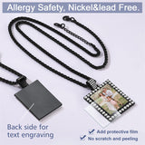 Copper Cubic Zirconia Square Personalized Photo Engraved Pendant Necklace