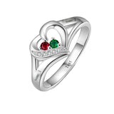 10K 14K 18K Gold Personalized 1-6 Stones Engraved Heart Mother Ring for Mother's Day