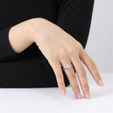 Sterling Silver Moissanite Vintage Petals Leaves Engagement Ring Set