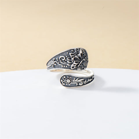 Sterling Silver Hummingbird Butterfly Dragonfly Bee Adjustable Spoon Rings