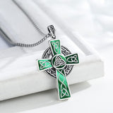14K Gold Plated Celtic Vikin Cross Pendant Necklace Irish Jewelry Religious Protective Gift