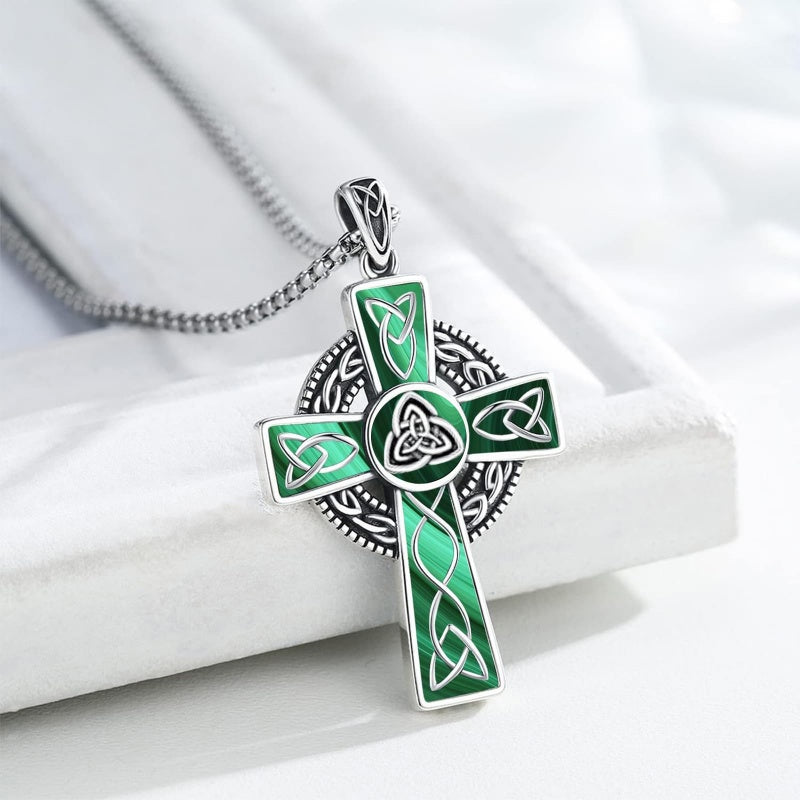 14K Gold Plated Celtic Vikin Cross Pendant Necklace Irish Jewelry Religious Protective Gift