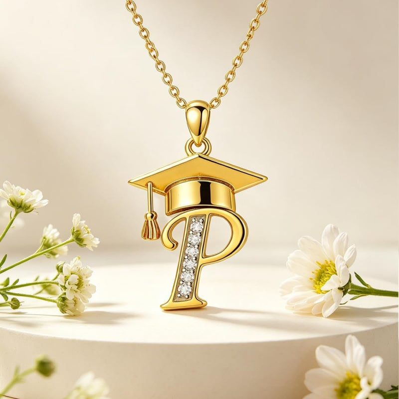 Initial  Graduation 14K Gold Plated Inspiring Grad Pendant Necklace Graduations Jewelry Gifts