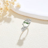 Natural Moss Agate Ring Sterling Silver Green Moss Agate Ring Promise Ring Engagement Wedding Jewelry Gift for Women