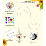 Sterling Silver Heart Birthstone Sunflower Pendant Necklace Engraved with I Love You Forever