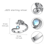 Sterling Silver  Moonstone Snake Fox Cat Octopus Wolf Ring