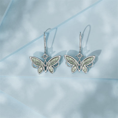 Butterfly Moss Agate Earrings for Women 925 Sterling Silver Celtic Knot Earrings Leverback Dangle Earring Jewelry Gifts for Women Girls