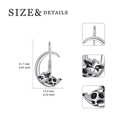 Sterling Silver Cow Leverback Earring