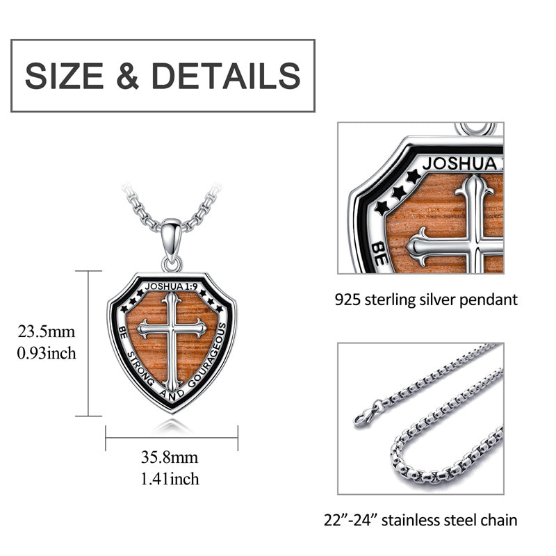 Sterling Silver Wooden Cross Pendant Necklace