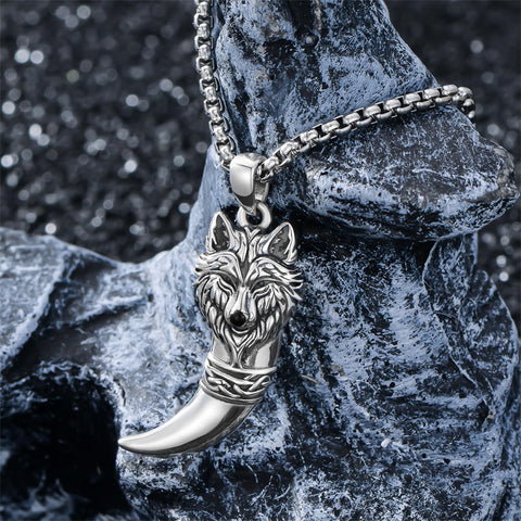 Sterling Silver Viking Dragon Eagle Wolf Animal Pendant Necklace for Men