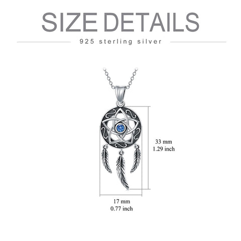 Sterling Silver Dreamcatcher Amulet Pendant Necklace