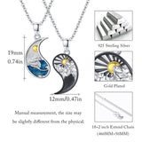 Yin Yang Necklace Sun Moon Sterling Silver Couple Necklaces Matching Couples Jewelry For Women Men Gift