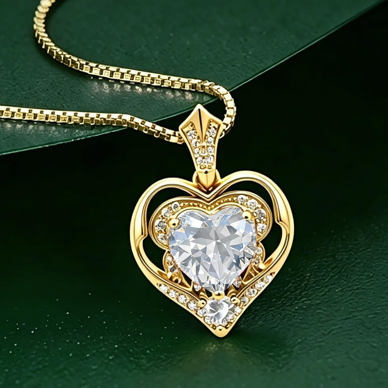 14K Gold Plated Birthstone Double Heart Pendant Necklace Love Jewelry Anniversary Birthday Mother's Day Valentine's Day Gift