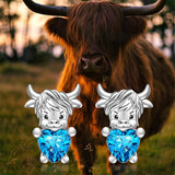 Highland Cow Earrings for Women Sterling Silver 925 Cute Animal Earrings Studs Christmas  Valentines Gifts