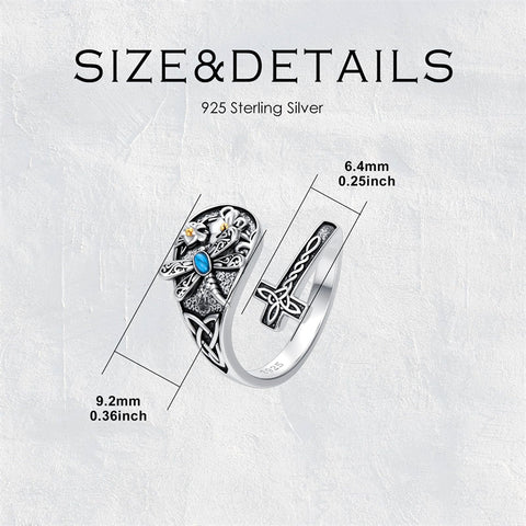 Sterling SilverJesus Cross Bee Cross  Dragonfly Cross Moonstone Sunflower Tree of Life Sunflower Adjustable Spoon Ring