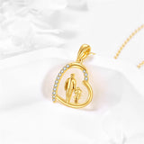 14K Gold Father Daughter Heart Pendant Necklace From Dad I Love You Forever