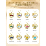14K Gold  Plated Double Birthstone Heart Sunflower Necklace for Women