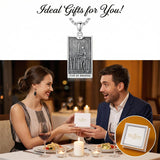 Sterling Silver Lovers Hierophant Magician Three of Swords Wheel of Fortune SkeletonTarot Card Pendant Necklace