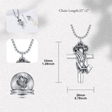 Sterling Silver Crown of Thorns Serenity Prayer Cross Urn Necklace for Ashes