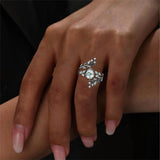 Sterling Silver 10K 14K 18K Gold 2CT Moss Agate Vine Leaf Women's Bridal Ring Sets for Wedding Engagement