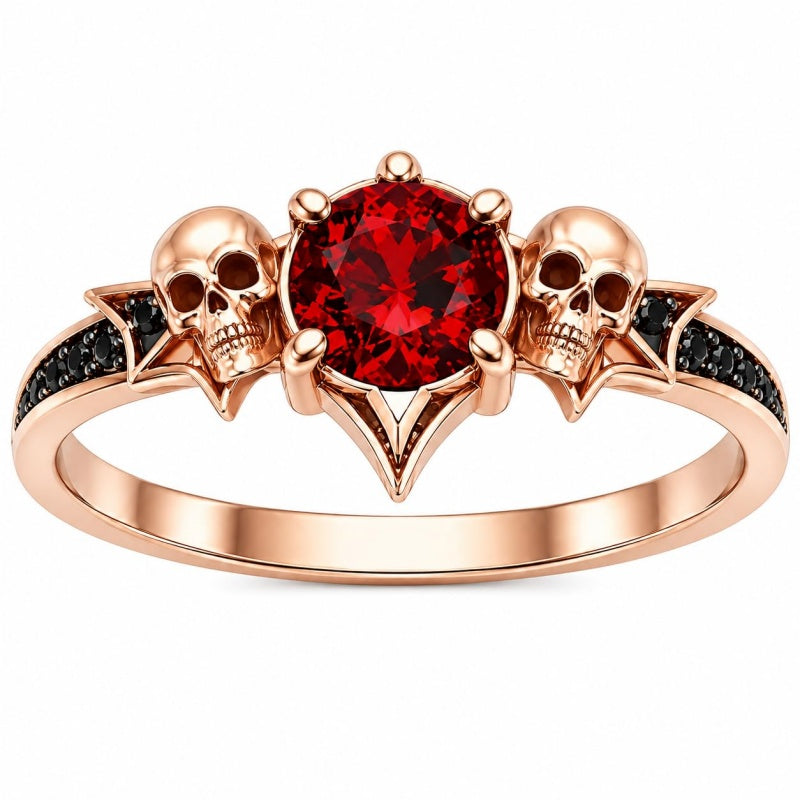 Sterling Silver 10K 14K 18K Gold Personalized Gothic Skull Ring Exquisite Spooky Jewelry for Halloween Lovers
