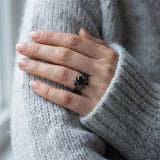Sterling Silver 10K  14K  18K Gold 1CT-4CT Black Onyx Engagement Ring Gothic Wedding Promise Ring