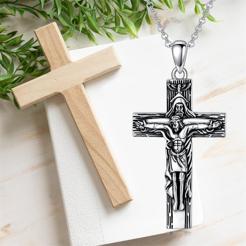 Sterling Silver Aztec Lion Cross Pendant Necklace