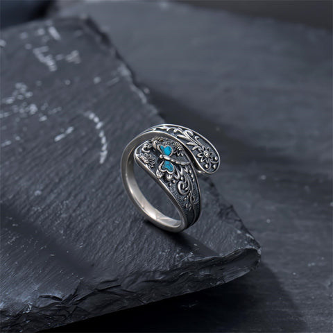 Sterling Silver Hummingbird Butterfly Dragonfly Bee Adjustable Spoon Rings