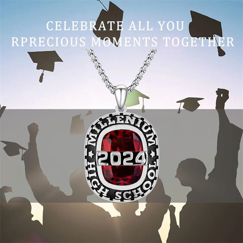 Sterling Silver Custom  Photo High School  College Graduation Necklace