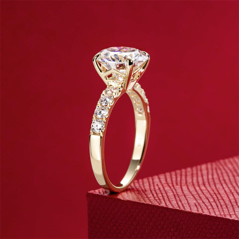 14K Gold Round Cut Moissanite Wedding Anniversary Ring