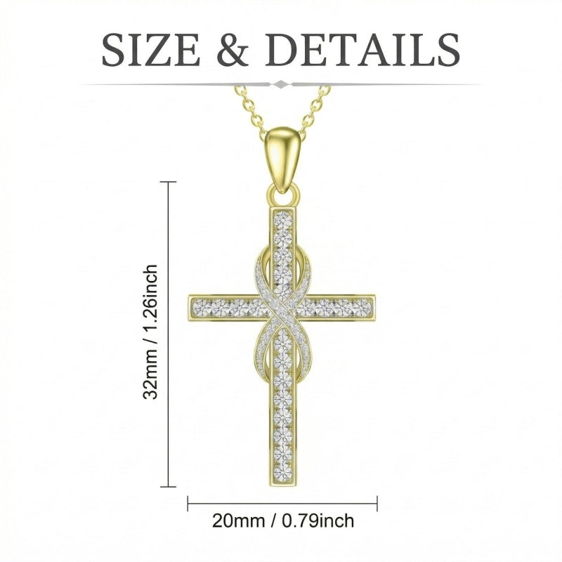 14K Gold Plated Cross Necklace for Women