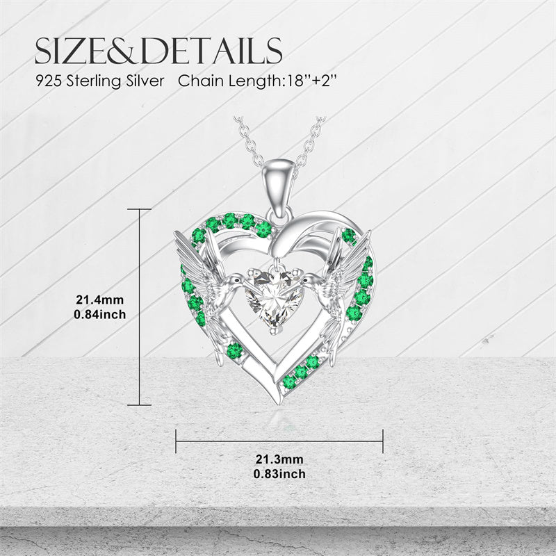 Sterling Silver Heart Dragonfly Hummingbird Pendant Necklace Jewelry Gifts for Christmas Anniversary