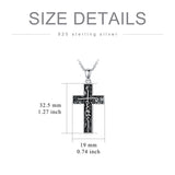 Sterling Silver Turquoise Abalone Shell Oxidation Cross Pendant Necklace