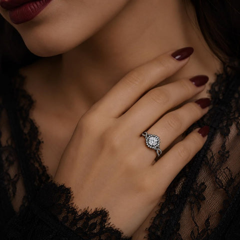 Sterling Silver 10K 14K 18K Gold Custom Engraved Moissanite Engagement Wedding Ring