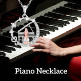 Sterling Silver Cubic Zirconia Piano Pendant Necklace for Music Lovers