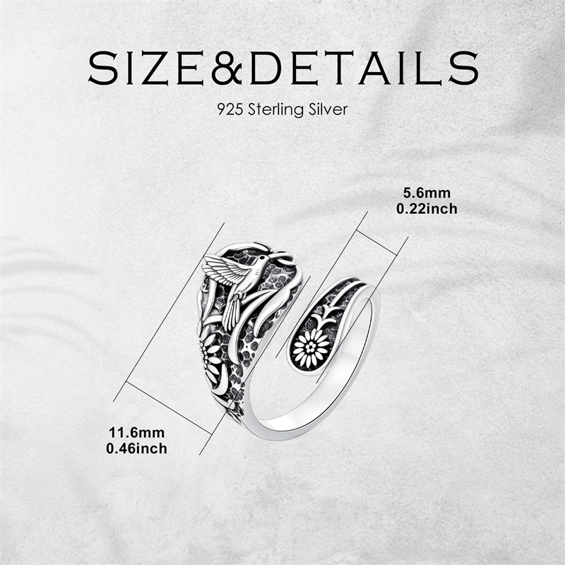 Sterling Silver Vintage Bee Butterfly Dragonfly Hummingbird Tree of Life Sunflower Spoon Rings