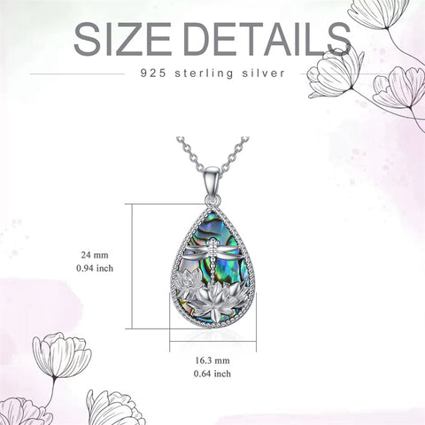 Sterling Silver Abalone Shell Dragonfly Pendant Necklace